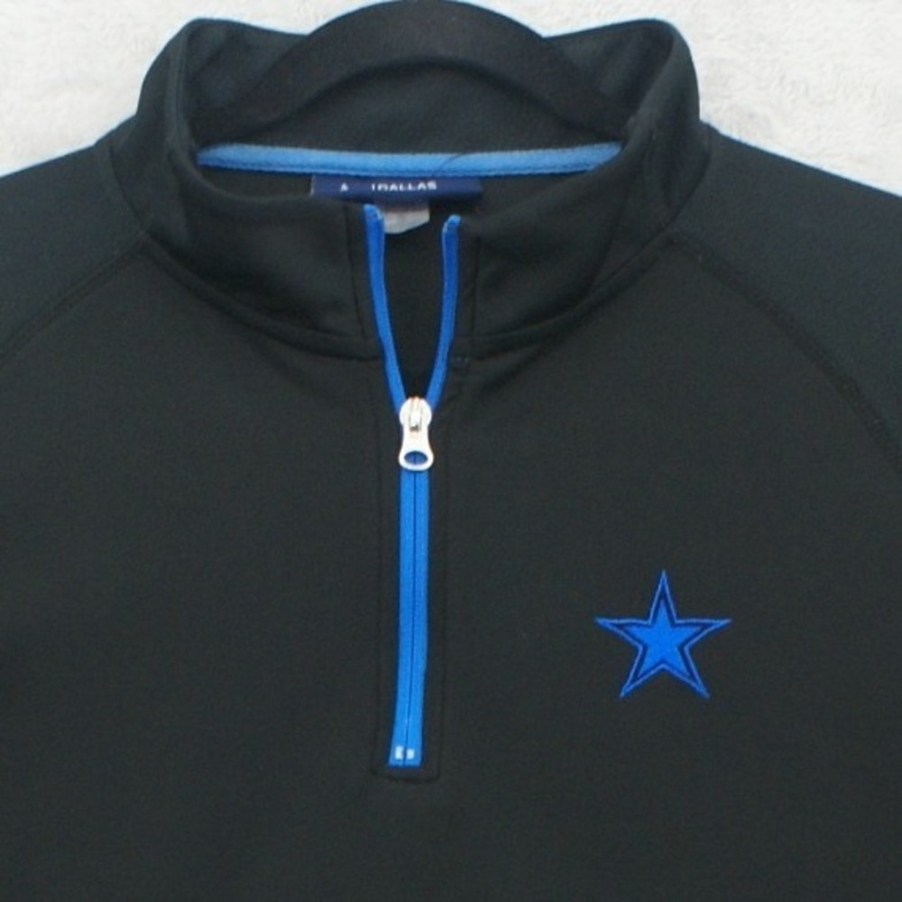 Dallas Cowboys Authentic Mens XL Black Blue 1/4 Zip Pullover Star Logo NFL